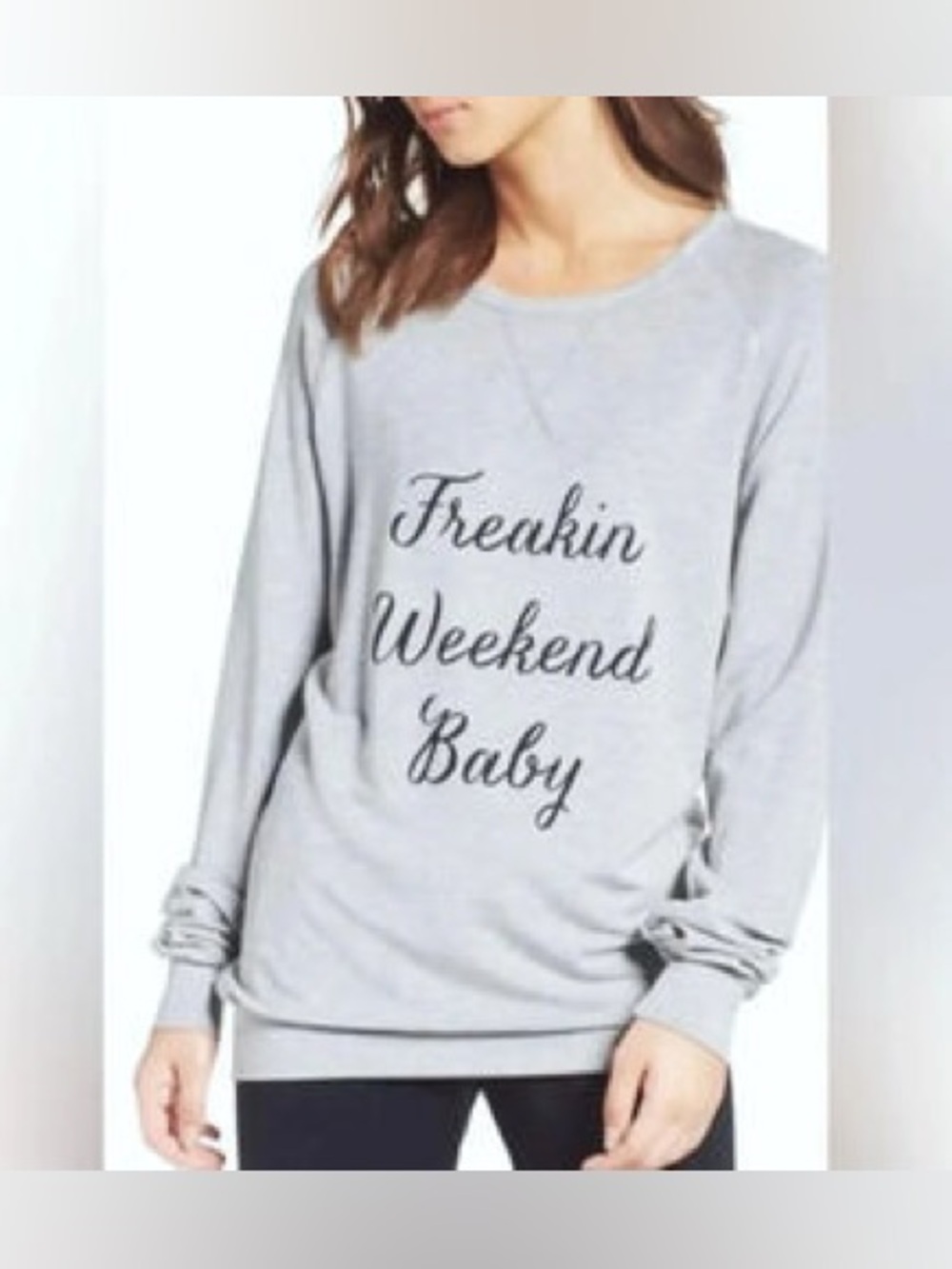 The Laundry Room Gray 'Freakin Weekend Baby' Graphic Sweatshirt